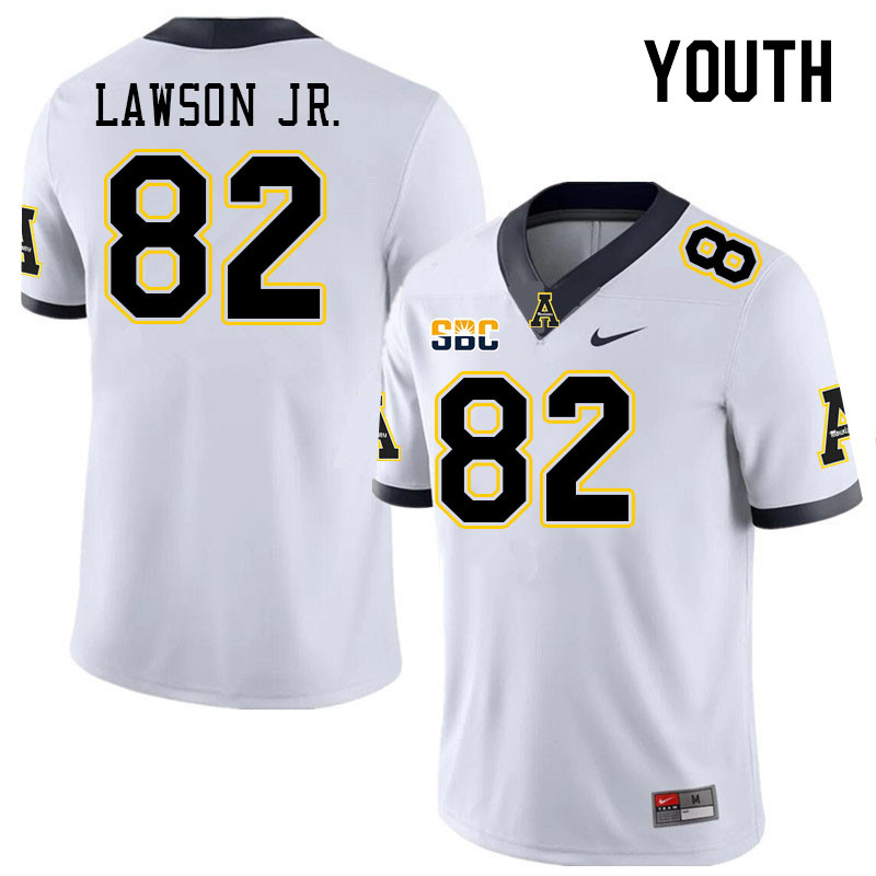Youth #82 Chris Lawson Jr. Appalachian State Mountaineers College Football Jerseys Stitched Sale-Whi - Click Image to Close